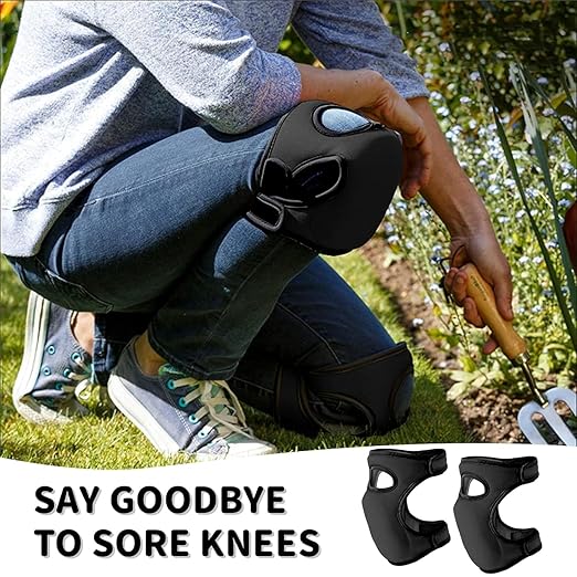 Knee Pads for Gardening - 1.5+1.5cm Dual-Layer Gel-Foam, Non-Slip, Waterproof & Breathable for Joint Support | Heavy Duty Kneeling Pads for Weeding, Floor Scrubbing, Tile Work (Black)