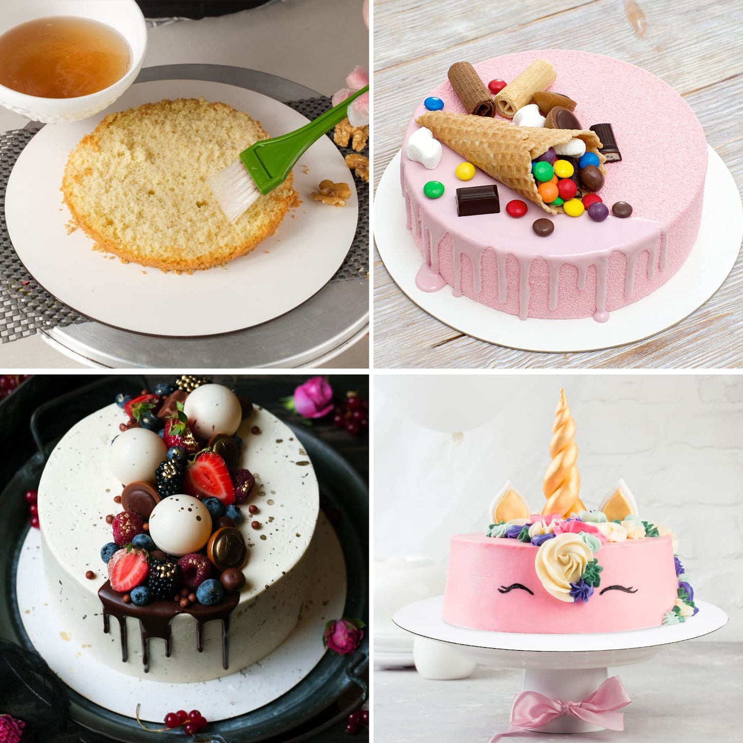 40-Packs Cake Boards 10 inch Round, Cake Boards White Cake Board Rounds, White Cake Circles Rounds Base Food-Grade Cardboard Cake Plate for displaying Cakes, Bread, Desserts（Thin and Sturdy）