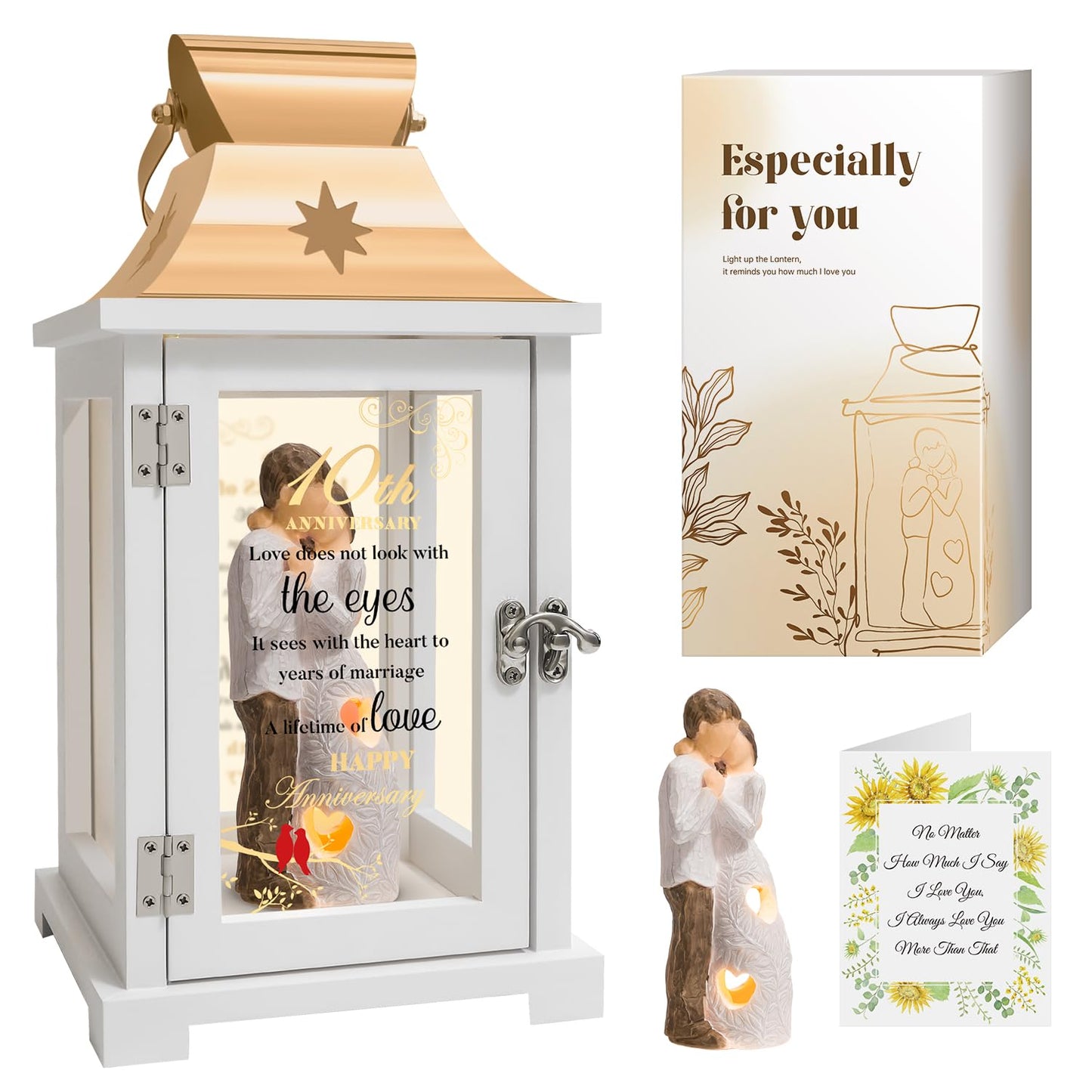10th Anniversary Wedding Gifts for Couple Wife Women Her Husband 10th Wedding Anniversary Lantern Tin 10 Years of Marriage Gifts for Couple Wife Her