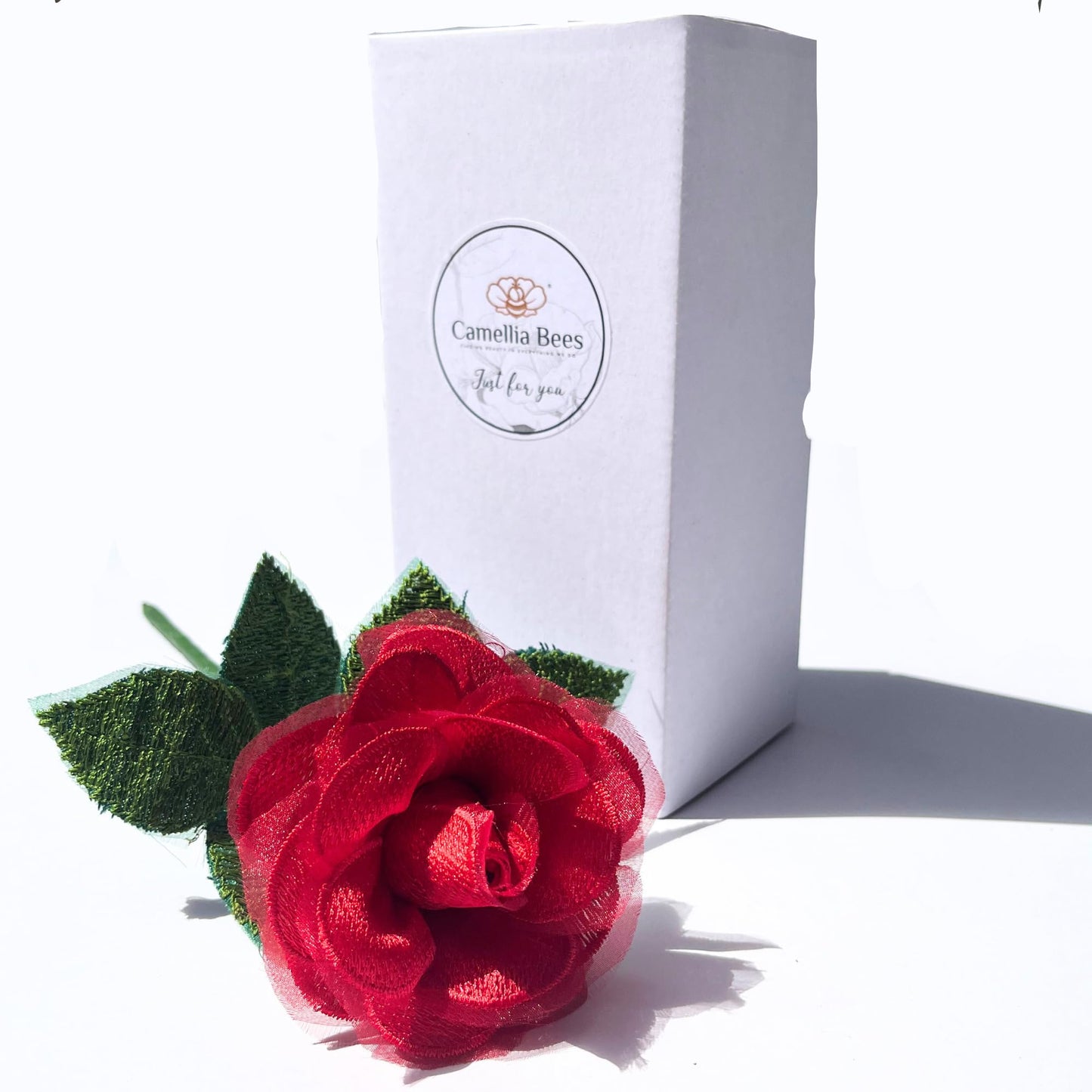 Camellia Bees Lace Rose 13th Anniversary Flower for her, 13 Years Wedding Anniversary, Handmade Flower Gifts for Wife Husband Couple (13th Lace)