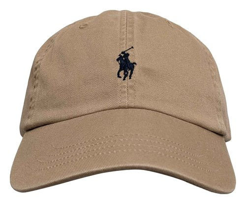 POLO RALPH LAUREN Mens Polo Sports Pony Logo Hat Cap (One Size, Khaki (Black Pony))