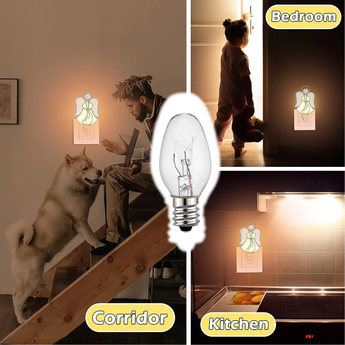 WokHok C7 Night Light Bulb 4 Watt,E12 Candelabra Base,15 Lumens,Small Light Bulb,Night Light Replacement Bulbs,Clear, Soft White - 12 Pack
