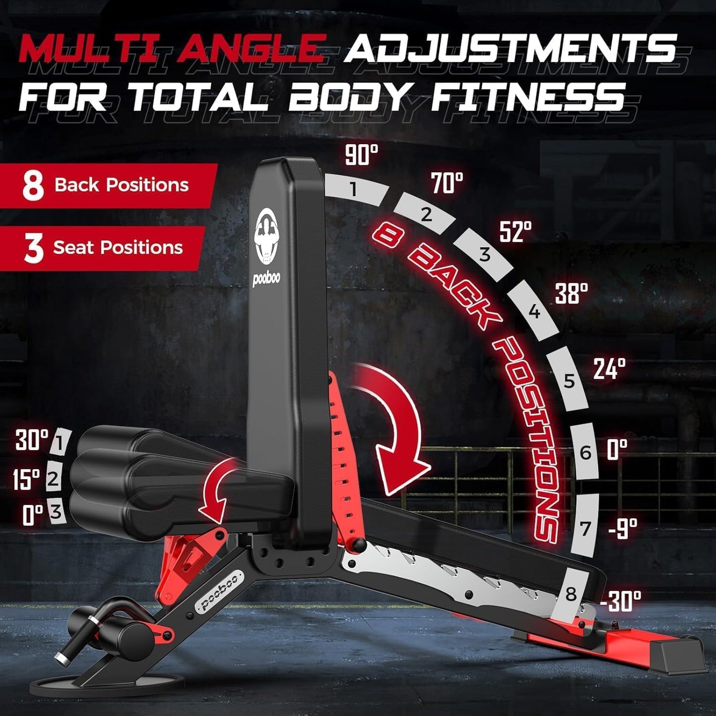 pooboo Multi-Functional Machine Power Cage, 2000LB Squat Rack, LAT-Pull Down System, Dual Pulley Cable Crossover System, Home Gym Workout Machine with Strength Training Attachments (P43 Pro Max)
