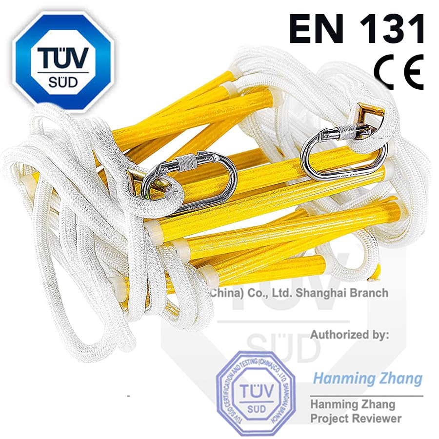 ISOP Fire Escape Ladder for Second Story Windows 13ft Rust Resistant Safety Window Ladder for Fire Escape 2 Story with Hooks - Emergency Escape Ladders - Life-Saving Certified Tool (13ft with Hooks)