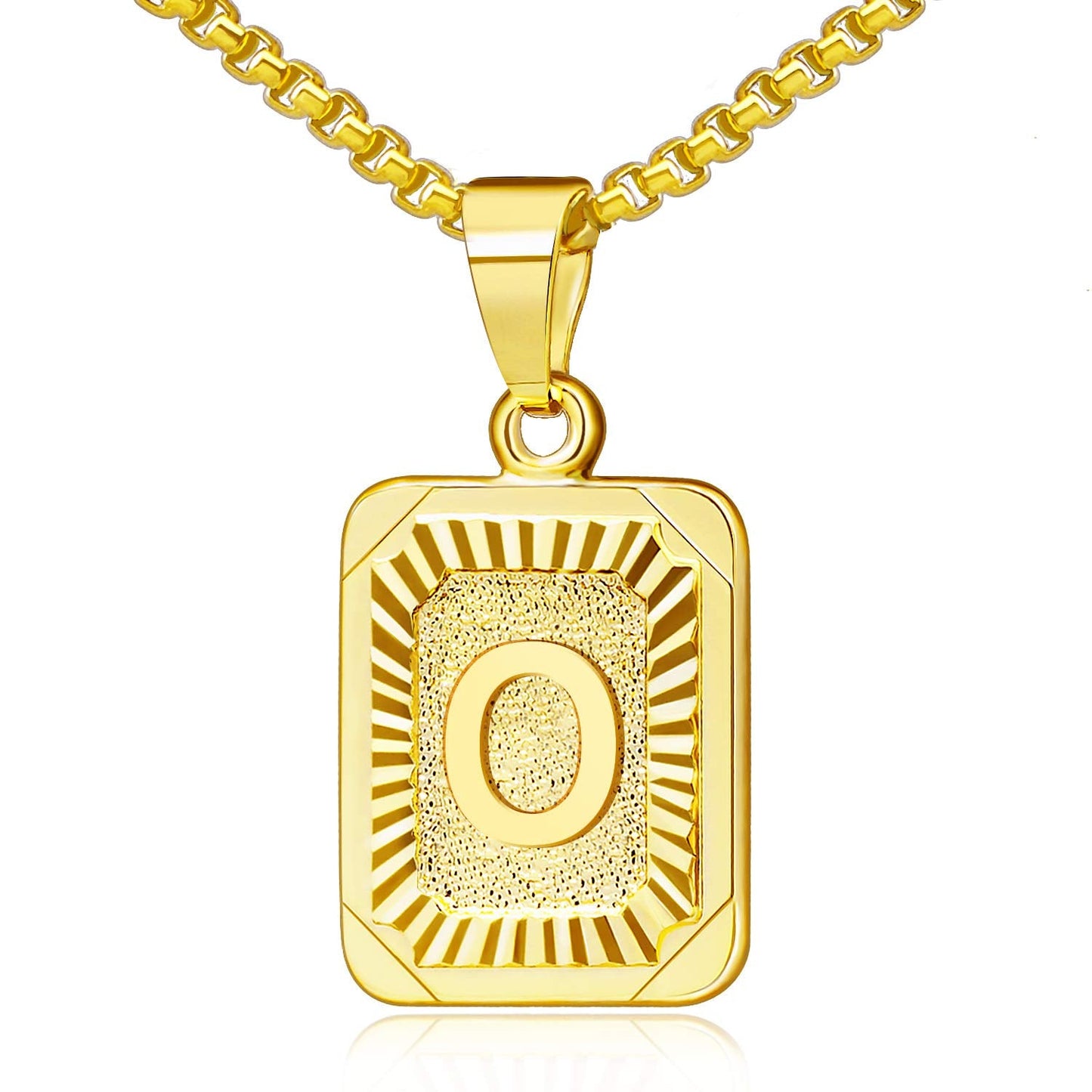 JSJOY Gold Initial Necklace - Monogram Letter O Pendant for Women & Boys