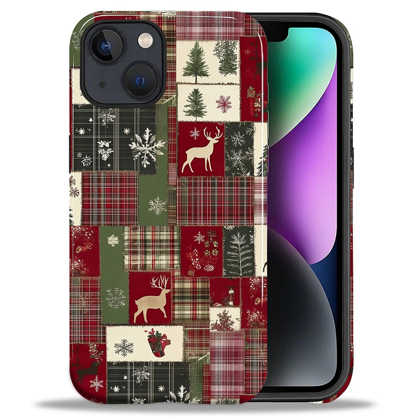 Goodsprout for iPhone 15 Plus Case,Hybrid 2-Layer Hard Shell + Silicone Protective Case -Resistant Shockproof- Christmas Tree De