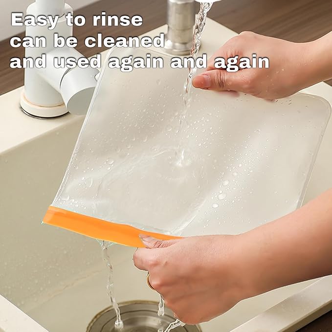 5 Pack Reusable Sandwich Bags, Dishwasher Safe, BPA Free, Leakproof Freezer Bags for Marinate Meats, Veggies, Snacks, Kitchen Storage & Organizer (Orange)
