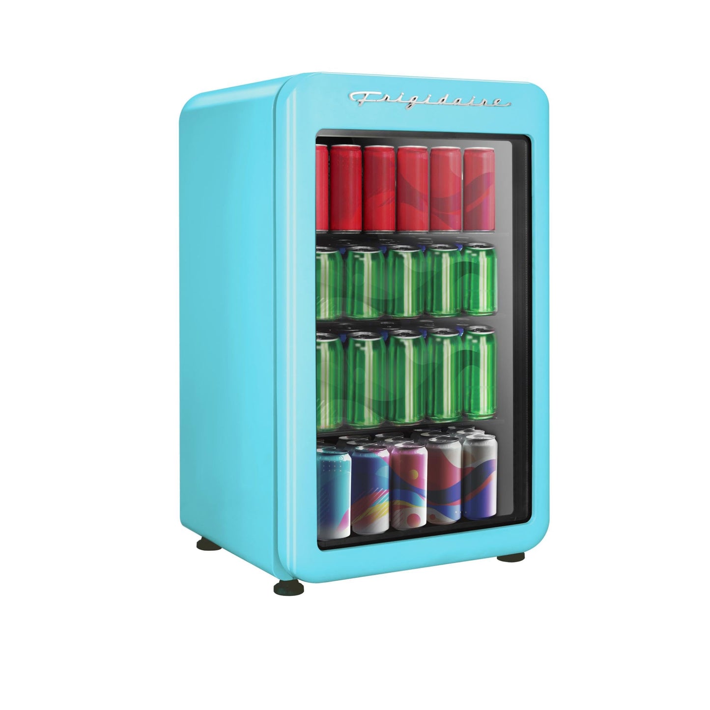 Frigidaire Retro Compact Refrigerator with Glass Door, 3.2 cu ft Countertop Fridge, Rounded Corners, Premium, for Office, Bedroom, Dorm Room, Cabin