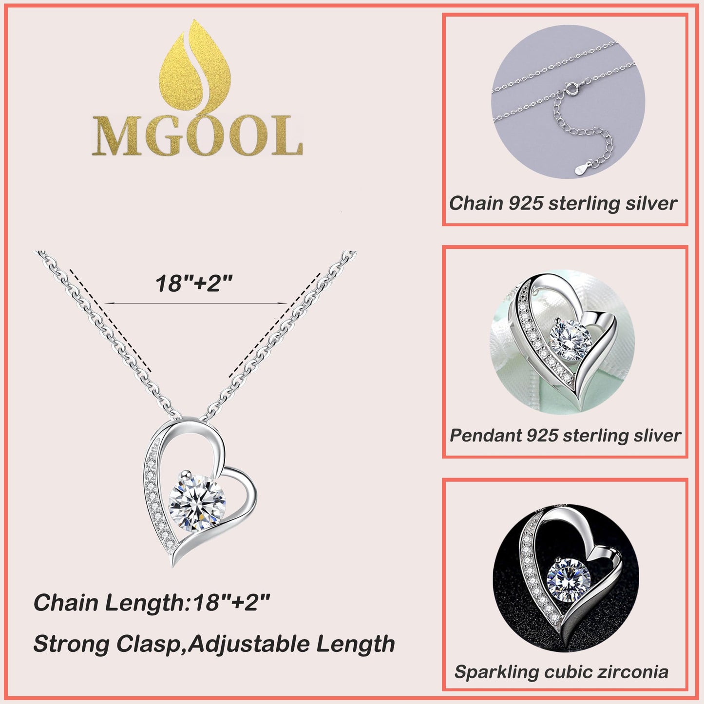 MGOOL To My Future Wife Necklace Wife Necklace From Husband Soulmate Necklace For Women Jewelry Birthday Gifts For Girlfriend Message Card and LED Box (Heart 01-FW PU LED Box, 925 Sterling Silver)