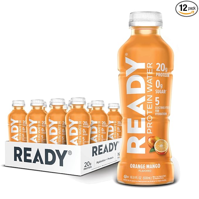 Ready® Protein Water – 20g Whey Protein Isolate, Zero Sugar, Low-Calorie Sports Drink for Hydration & Recovery – Electroly...