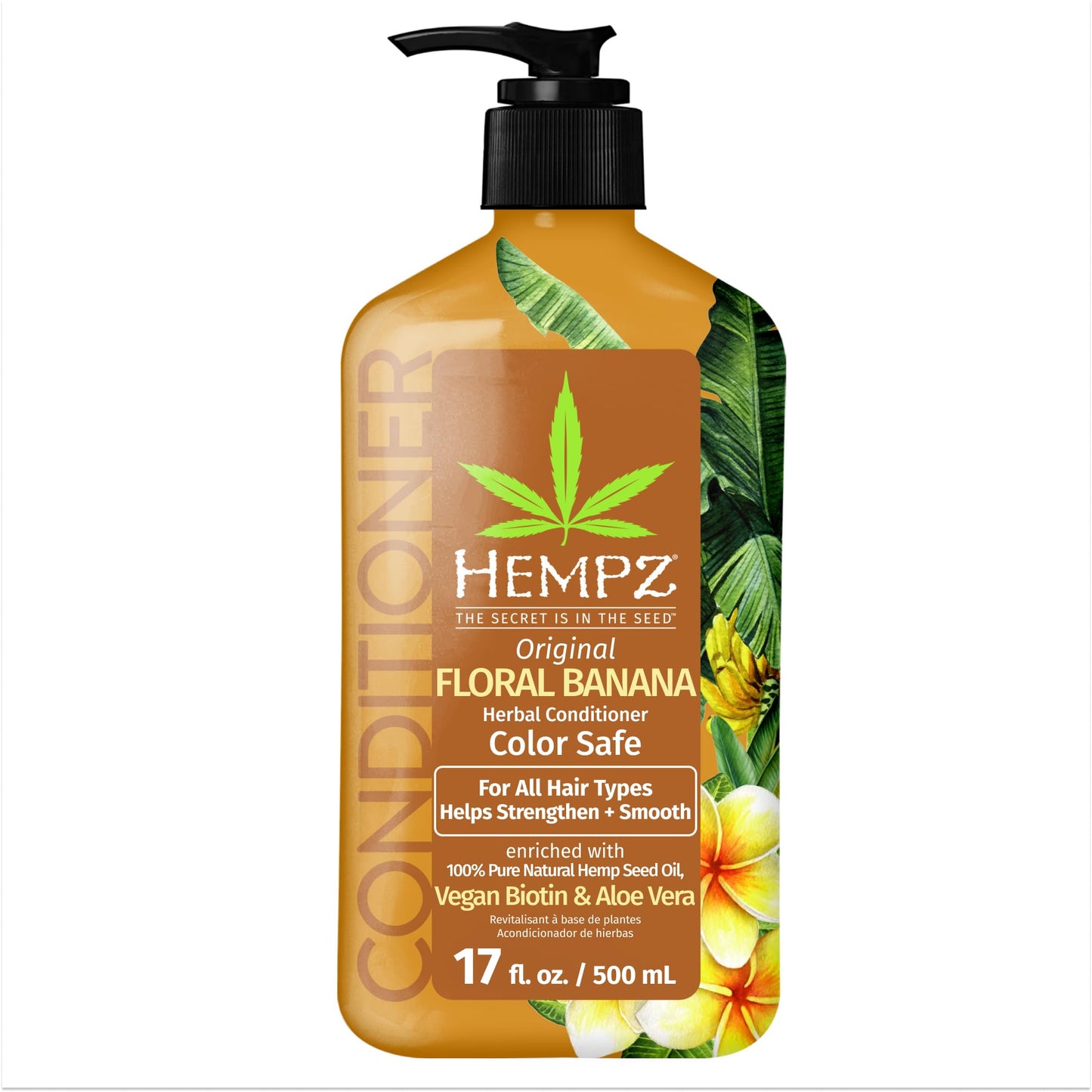 Hempz Biotin Conditioner - Original Light Floral & Banana - For Growth & Strengthening of Dry, Damaged and Color Treated Hair, H