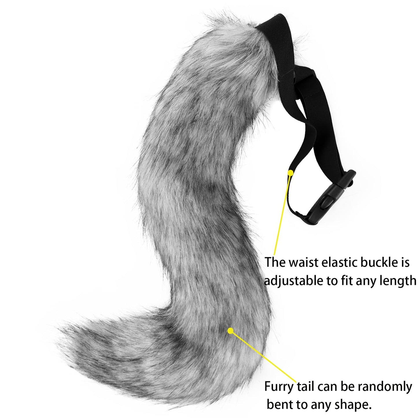 Adolala Faux Fur Fox Tail Cat Wolf Cosplay Costume Set Plush Mask Fluffy Paw Gloves Halloween Christmas Party for Girls Women