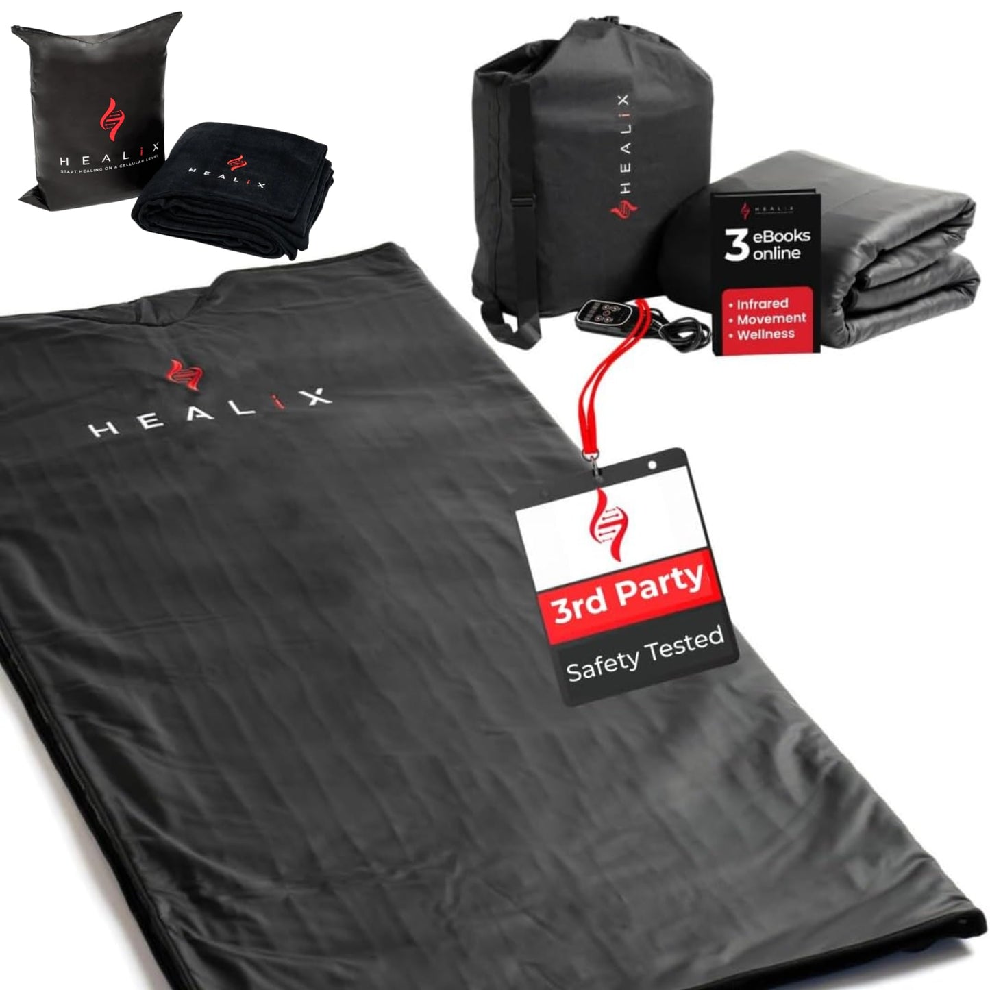 Healix Infrared Sauna Blanket + Comfort Insert Bundle | Portable Far Infrared Sauna Blanket (Zero EMF, Adjustable Heat 77–176°F) with Ultra-Soft Washable Cotton/Rayon Liner for Relaxation