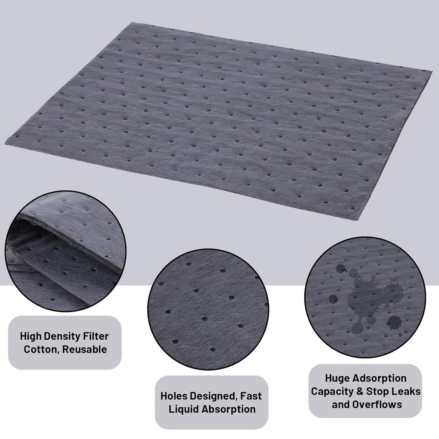 400 PCS Oil Absorbent Pads for Spills Other Liquids 13” x 10” x 2 mm Oil Spill Mat Water Absorbent, Polypropylene Universal Absorbing Mats Packed in a Dispensing Box