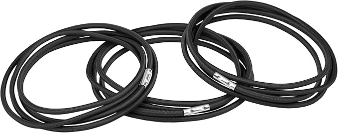 Trash Can Rubber Bands Set of 3 - Elastic Garbage Can Bands with Metal Connector, Fits 13 to 33 Gallon Trash Bags - Gripper Trash Can Bands for Waste Baskets, Black