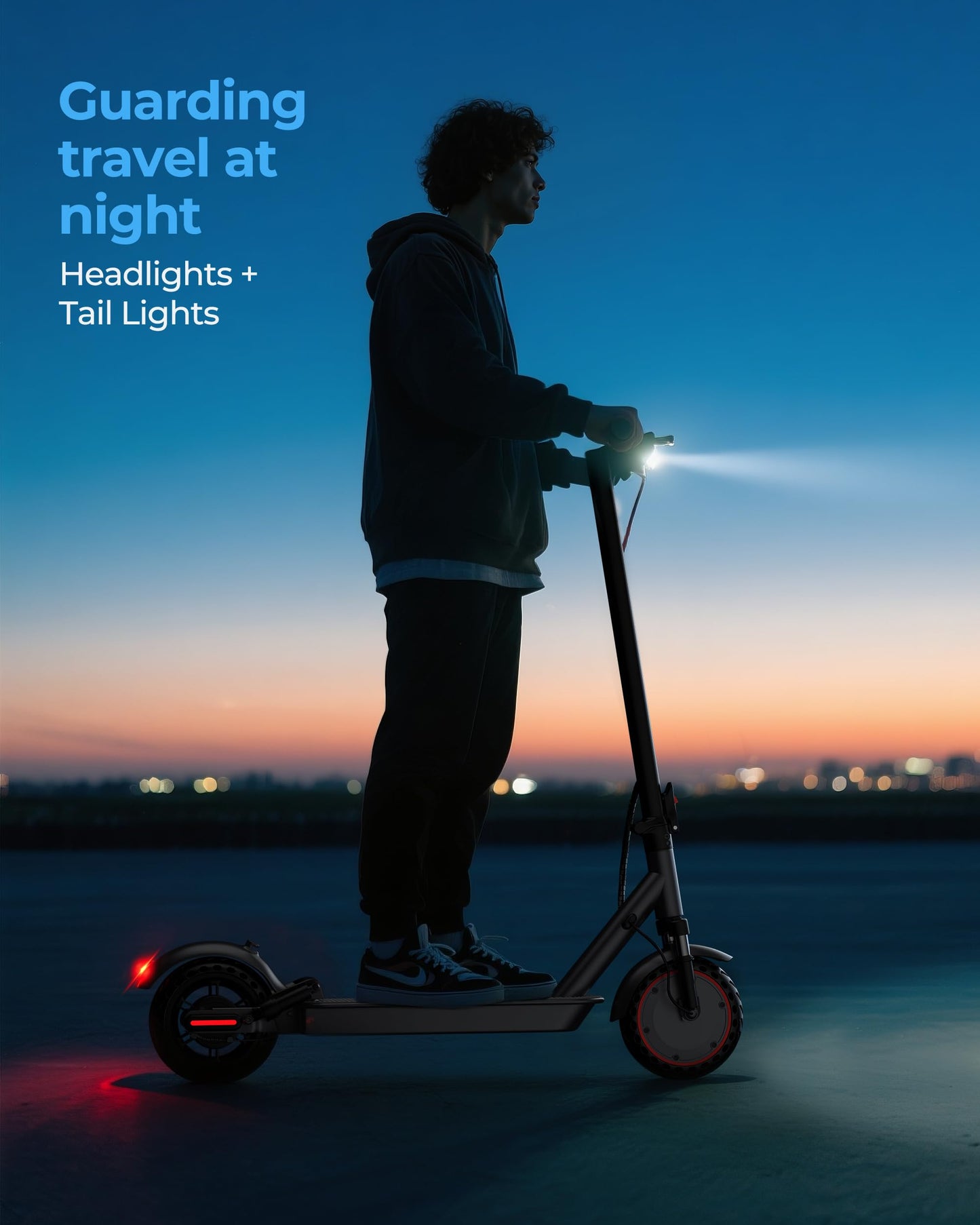 Electric Scooter with Seat, 500W Motor, 10" Solid Tires Electric Scooters for Adults & Teens, MAX 22Mph, 22 Miles Long Range, Folding E-Scooter with Dual Suspension and Braking System