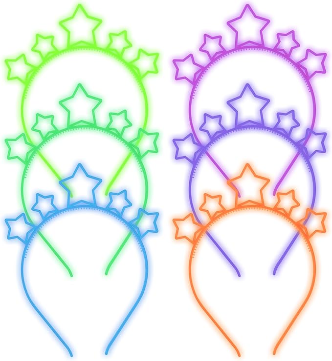ZIRICHER Star Headband Glow In Dark,Luminous Star Plastic Hairbands with Teeth Cute Cartoon Hair Hoops for Girls Kids,Glow...