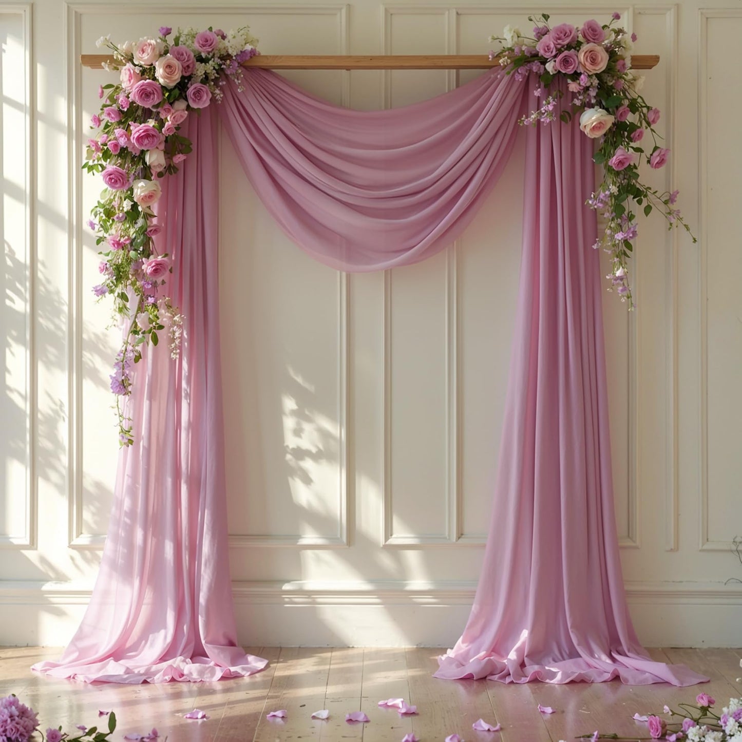 Wedding Arch Draping Fabric, 1 Panel 28 X 19Ft Dusty Rose Arch Drapes Sheer Backdrop Curtain For Wedding Ceremony Party Ceiling