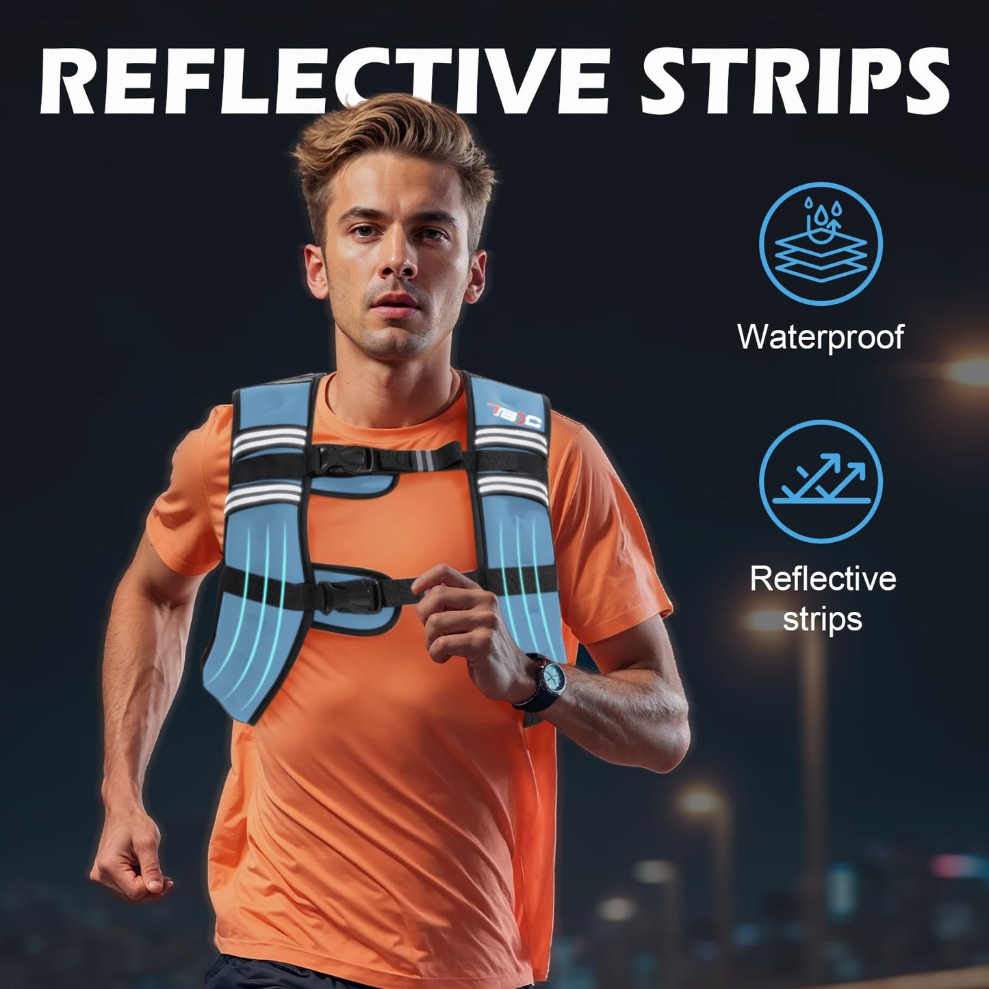 TB3C Weighted Vest Woman Men 12lb Weights with Reflective Stripe, Weighted vest for Women Workout Equipment for Strength Training Running