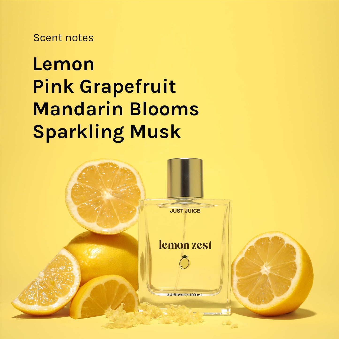 Just Juice Lemon Zest - Mini Travel Perfume - Lemon, Grapefruit, Mandarin - Fruity Floral Perfume for Women and Men - 0.3 oz