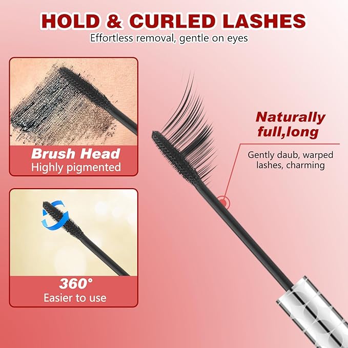 Mascara for Older Women 60 Plus, Lash Mascara, Waterproof, Flake & Smudge Resistant, Volume and Length for Mature Women with Thinning Lashes, hypoallergenic - 2Pcs (Brown)