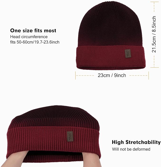 Wmcaps Winter Beanie for Men Women, Fleece Lined Beanie Soft Warm Knit Hat Ski Stocking Cuffed Cap