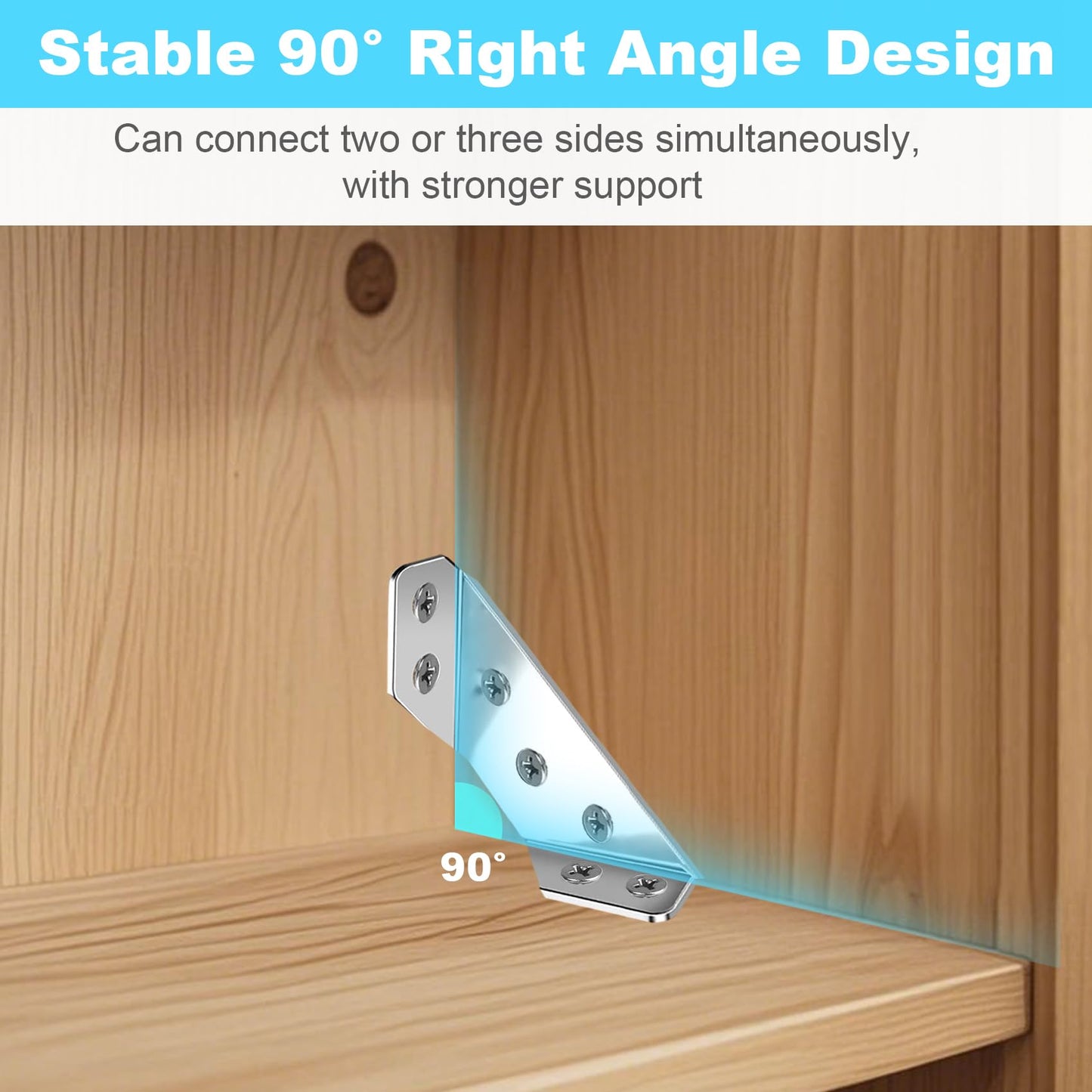 12-Pack Premium Stainless Steel Corner Brackets for Wood Frame, Universal Metal Hardware Corner Braces with Screws, Wooden Furniture Corner Connectors Such as Drawers, Cabinets, Tables and Chairs