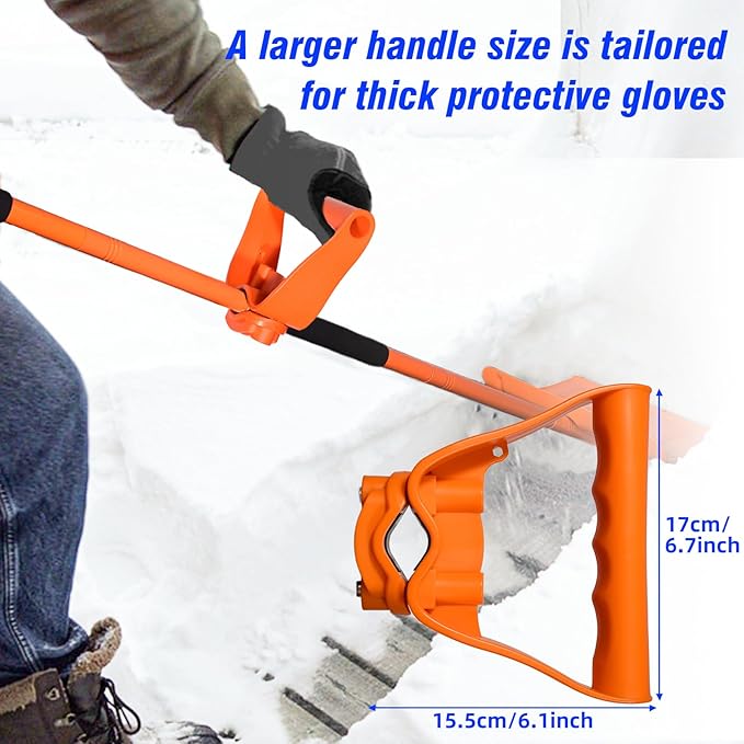 Snow Shovel for Driveway, Large Capacity Snow Shovels with 69 Inch Long Adjustable Metal Handle & Ergonomic Assisted Back-Saving Tool for Car, Outdoor, Emergency