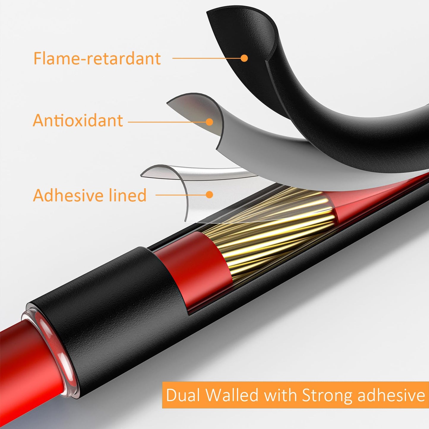 Twippo Heat Shrink Tubing Kit 355pcs - 3:1 Dual Wall Adhesive Lined - Electrical Waterproof Industrial Heat-Shrink Tubing Terminals- Marine Grade Wire Connector Shrink Wrap Tube - 3.15" Length - Black