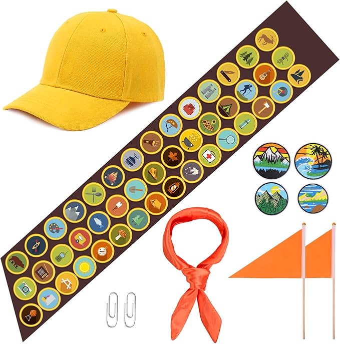 Dreamtop Scout Costume Set, Explorer Costume Accessories with Adventure Sash Patches Hat Neckerchief Flags for Adults Men ...