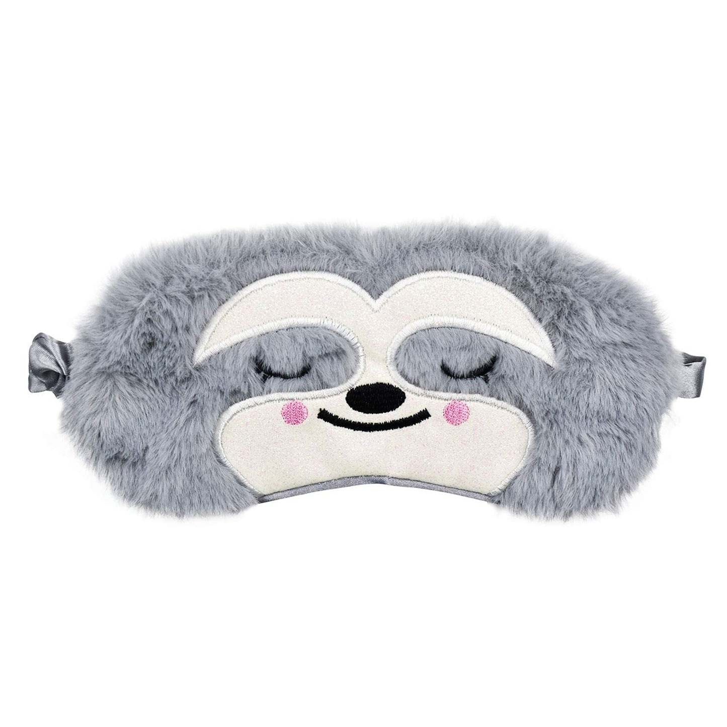 Ulbemoll Cute Sloth Sleeping Mask, Soft Fluffy Plush Blindfold Funny Novelty Animal Sleep Mask Eye Cover Eyeshade for Kids Girls Boys Women Men Night Nap Travel Meditation (Gray, Sloth)