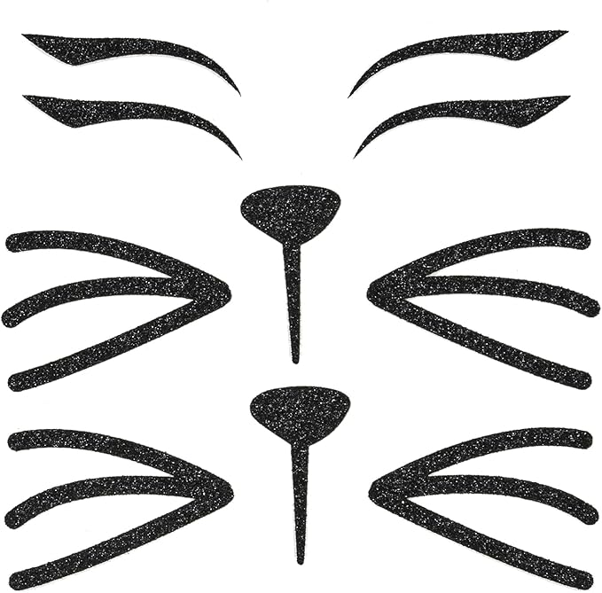 Merroyal Cat Face Jewels, Cat Face Stickers Halloween Costume Accessories for Women and Girls