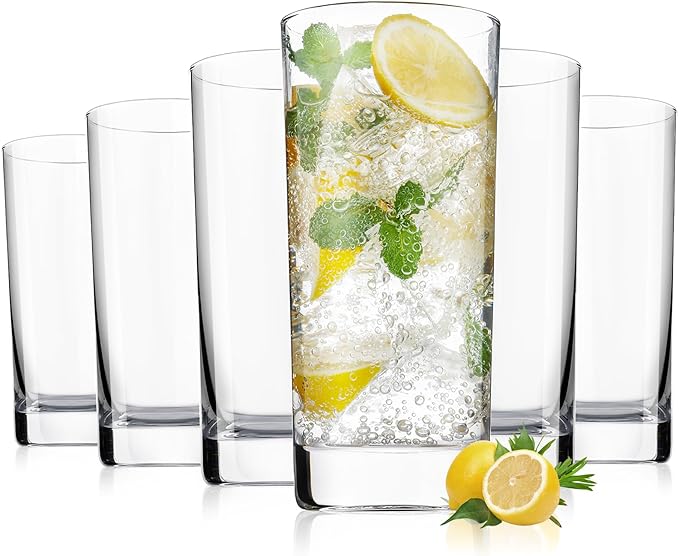 OUWO Highball Glasses Set of 6, 13oz Tall Drinking Glasses, Water Glass for Kitchen, Tom Collins Glasses, Mojito Glass Cup...