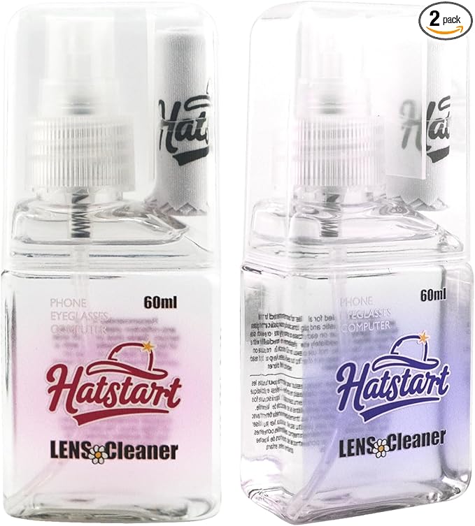 2-Pack Eye Glasses Cleaner Spray, Travel-Sized Screen Cleaning Kit with Touchscreen Mist for iPhone, Sunglasses, Computer, Laptop Screens, Phone Electronics with Eyeglass Cloth and Case Lid - Hatstart