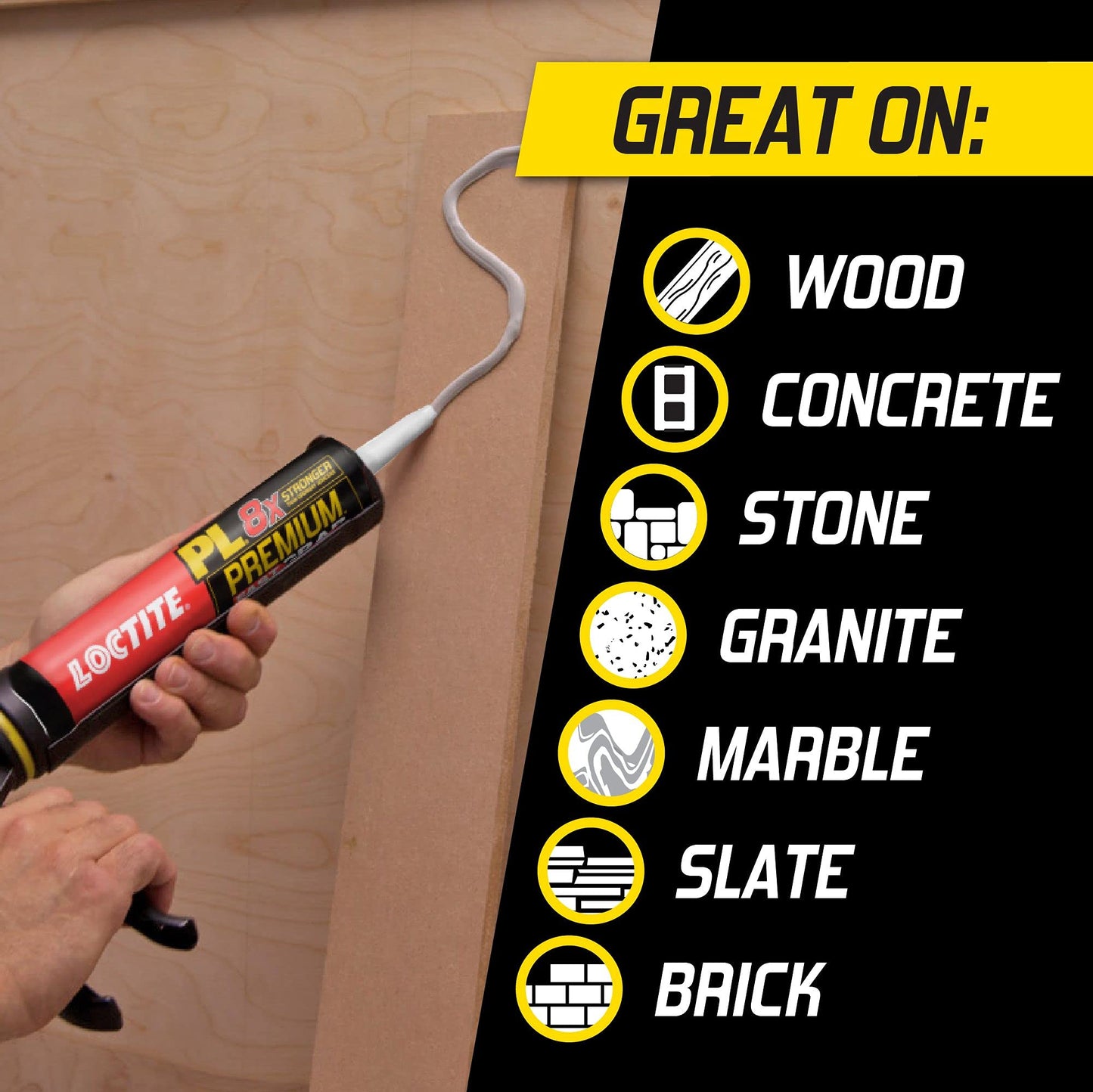 Loctite PL Premium Fast Grab Polyurethane Construction Adhesive, Gray, 10 fl oz Cartridge, 1 Pack
