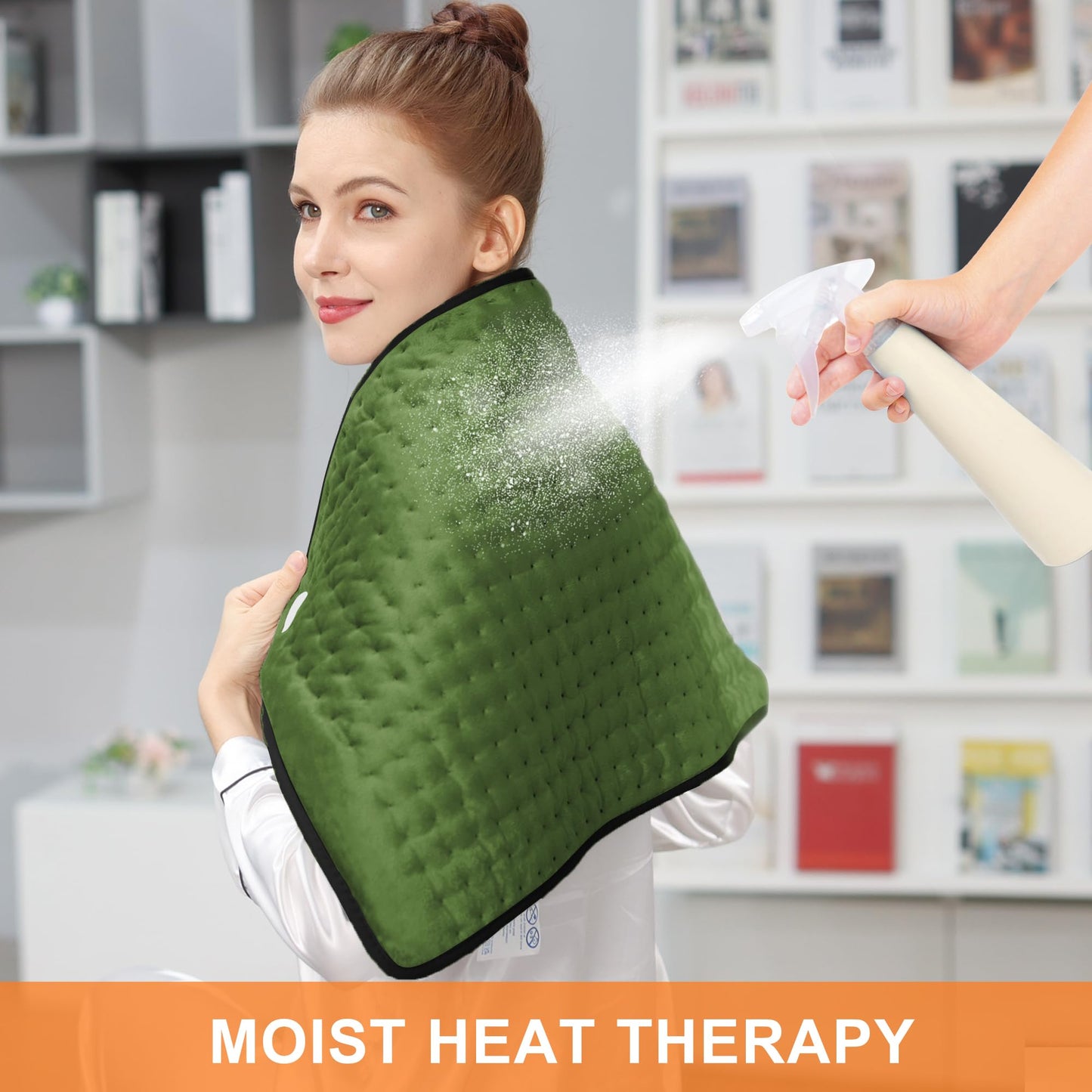 Deepsoon Heating Pad,Electric Heating Pads for Back,Neck,Abdomen,Moist Heating Pad for Shoulder,Knee,Arms,Legs,Dry/Moist Heat & Auto Shut Off,Christmas Gifts for Men and Women,Green Black,33x17 Inch