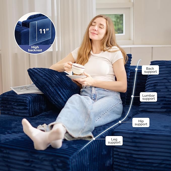 131'' Large Sectional Couches with Chaise Lounge, U-Shaped No Assembly Required Deep Seat Modular Cloud Sofa for Living Room 1PCS, Bedroom