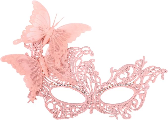 Zinniday Lace Masquerade Mask for Women - Glitter Butterfly Eyemask Elf Fairy Masks for Couples Halloween Renaissance