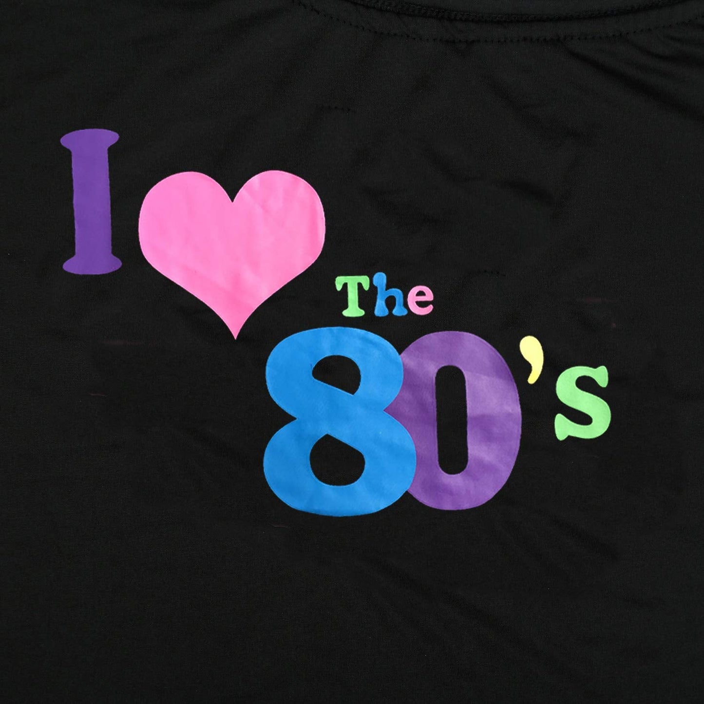 Z-Shop 80s Outfits Costume Accessories for Women - I Love 80's Print Off Shoulder T-Shirt,Lace Headband Necklace Bracelet Gloves for 80s Costumes,Green,XXL