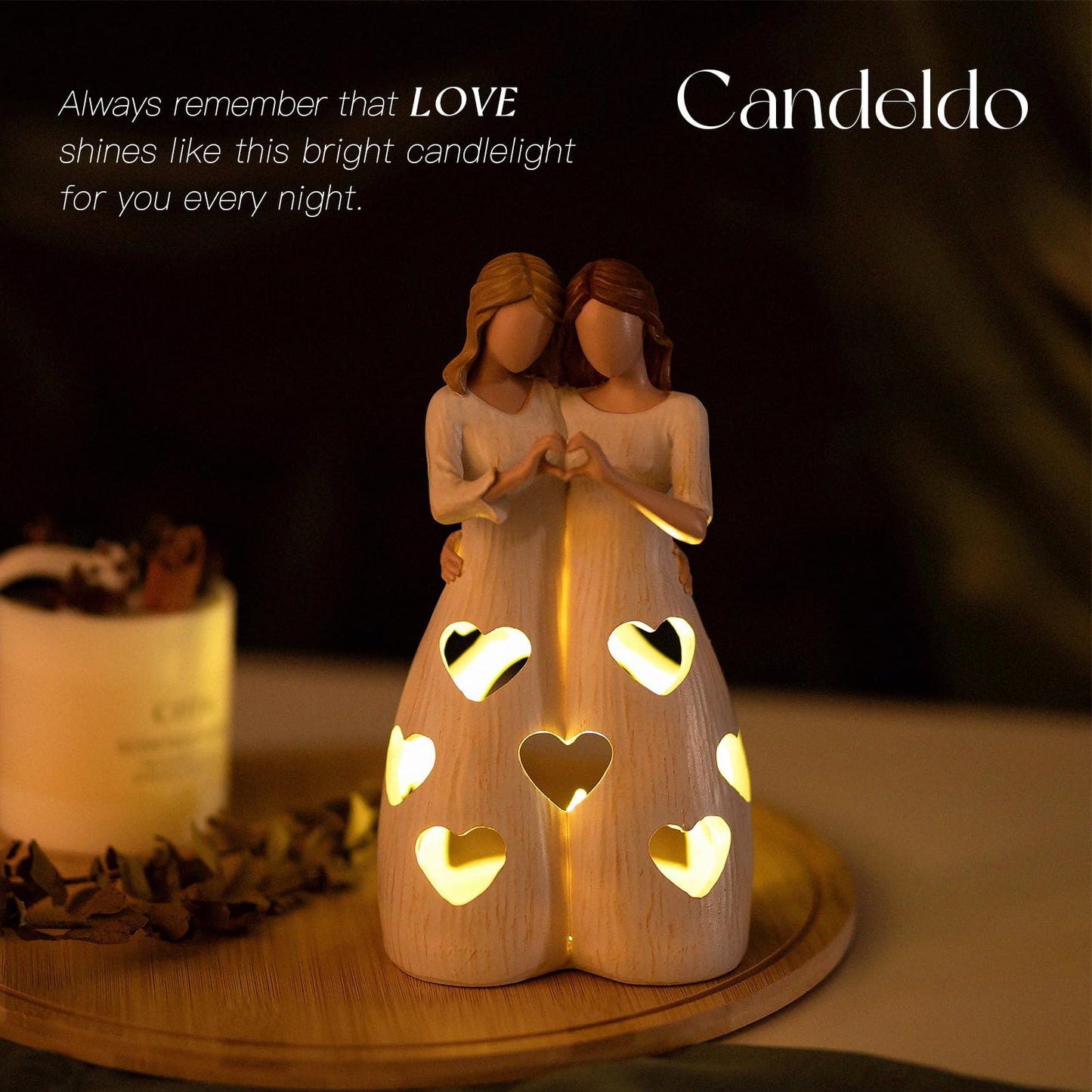 Candeldo Sister Birthday Gifts for Women: Unique Home Decor Meaningful Gift Ideas for Bestie Candle Holder Figurine