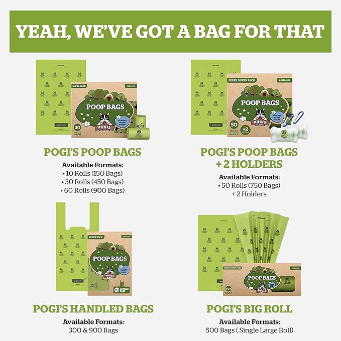 Pogi’s Dog Poop Bags – Leak-Proof & Extra Thick Pet Waste Bags (Fresh Scent, 60 Rolls, 900-Count)