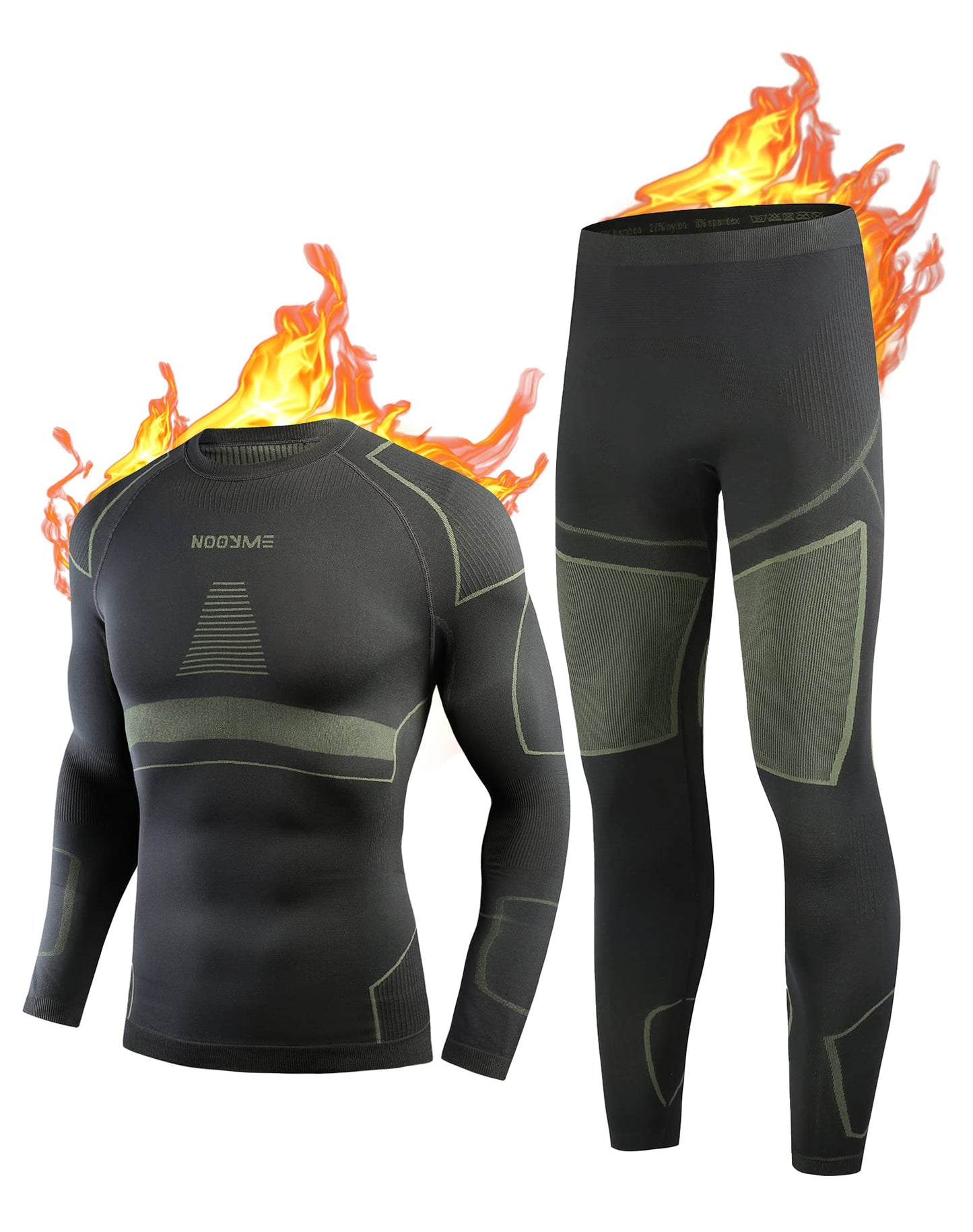 NOOYME Men's Thermal Underwear Long Johns, Black, Small