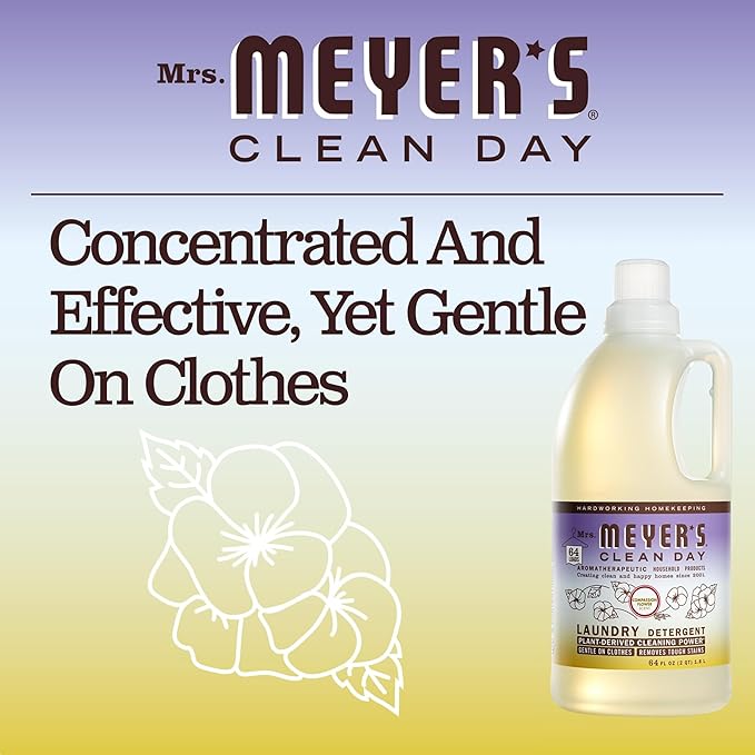 MRS. MEYER'S CLEAN DAY Liquid Laundry Detergent, Biodegradable Formula Infused with Essential Oils, Compassion Flower, 64 oz (64 Loads) (Pack of 4)