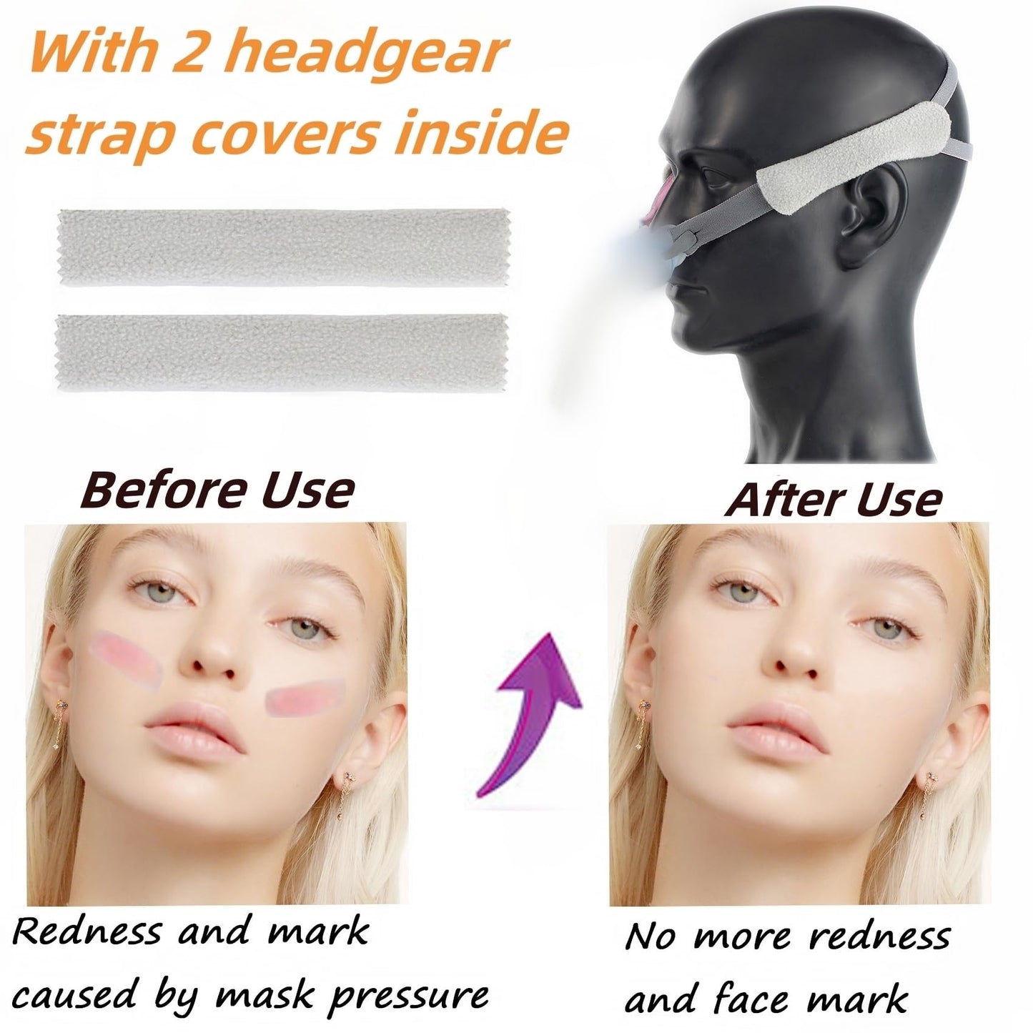 2 Pack Advanced Upgraded P10 Replacement Headgear Straps with 2 Strap Covers Fit for Airfit P10/N30, Fully Adjustable Quick-fit Design Premium Elastic Soft Material