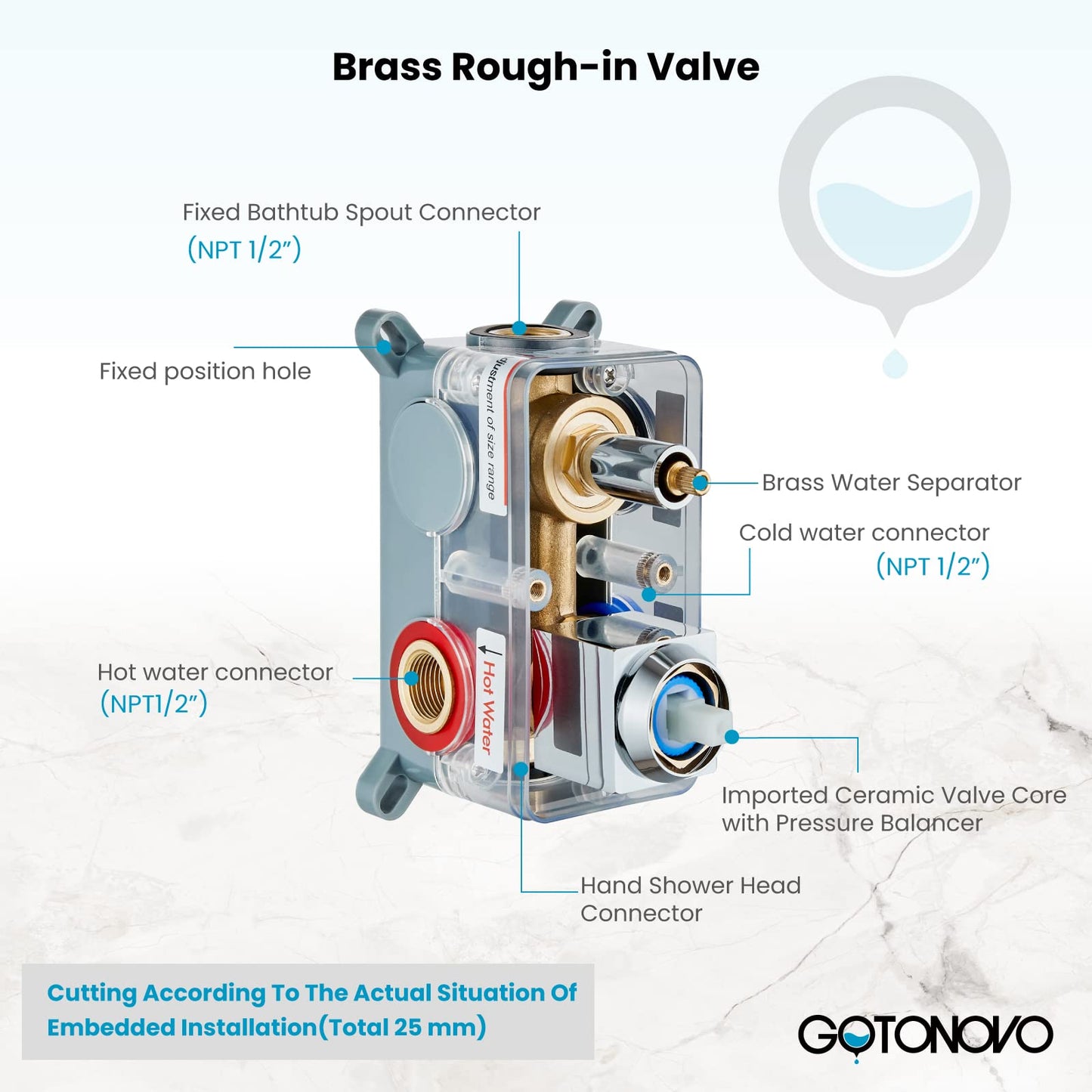 gotonovo Wall Mounted Bathtub Faucet with Hand Held Sprayer,Tub Shower Faucet Set,Single Handle Bathroom Shower System Mixer for Tub,Rough-In Valve Included Swivel Tub Spout Polished Chrome