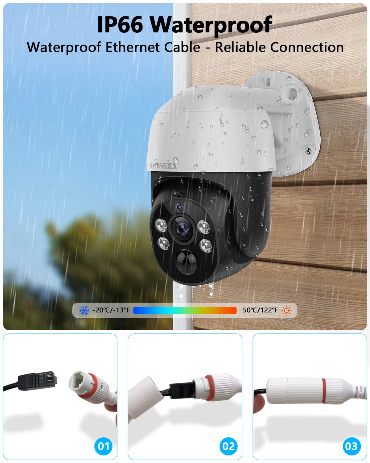 OOSSXX (2026 New) 4K PoE PTZ Security Camera System with 10.2'' Monitor, 8CH NVR, 4 Wired Outdoor Cameras, Pan Tilt Auto Tracking, AI Human Detection, Free App, No Monthly Fee, IP66