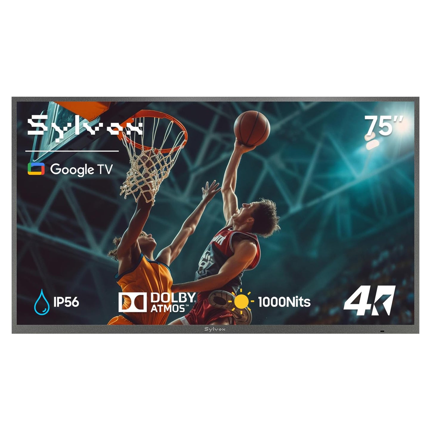 SYLVOX Outdoor TV, 75 inch Waterproof Smart Outdoor TVs, 4K, HDR 10, Weatherproof,1000nits, Voice Assistant Remote, for Partial Sun Area(Deck Pro 3.0, Latest Model)