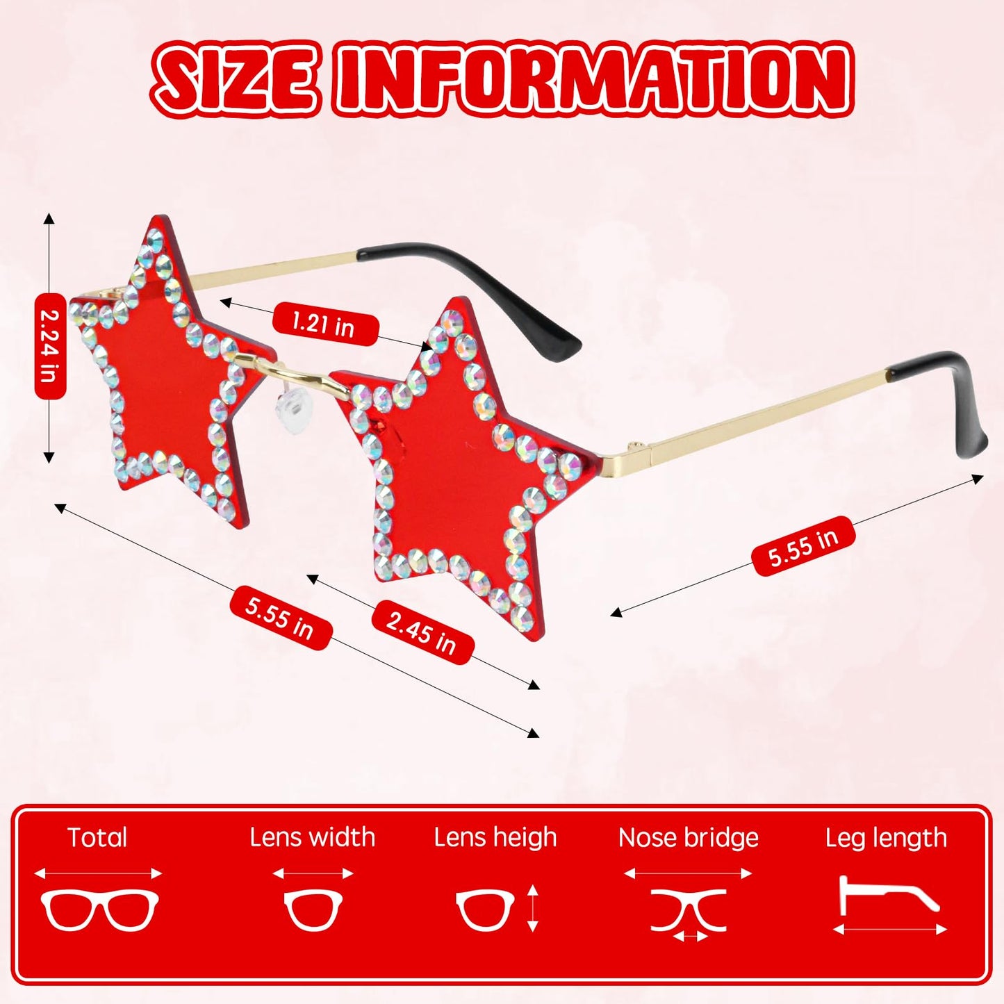 Klfoho Rimless Star Shape Sunglasses Fashion Glasses Women Men Party Christmas Cosplay Glasses Pentagram Sunglasses