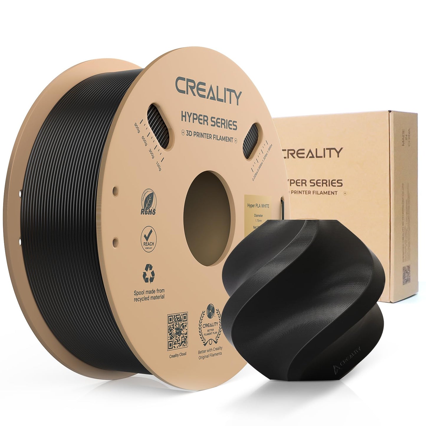 Creality Hyper Pla Filament 1.75Mm:30Mm/S - 600Mm/S Print Range, High Flow Speedy 3D Printer Dimensional Accuracy +/- 0.02 Mm, R