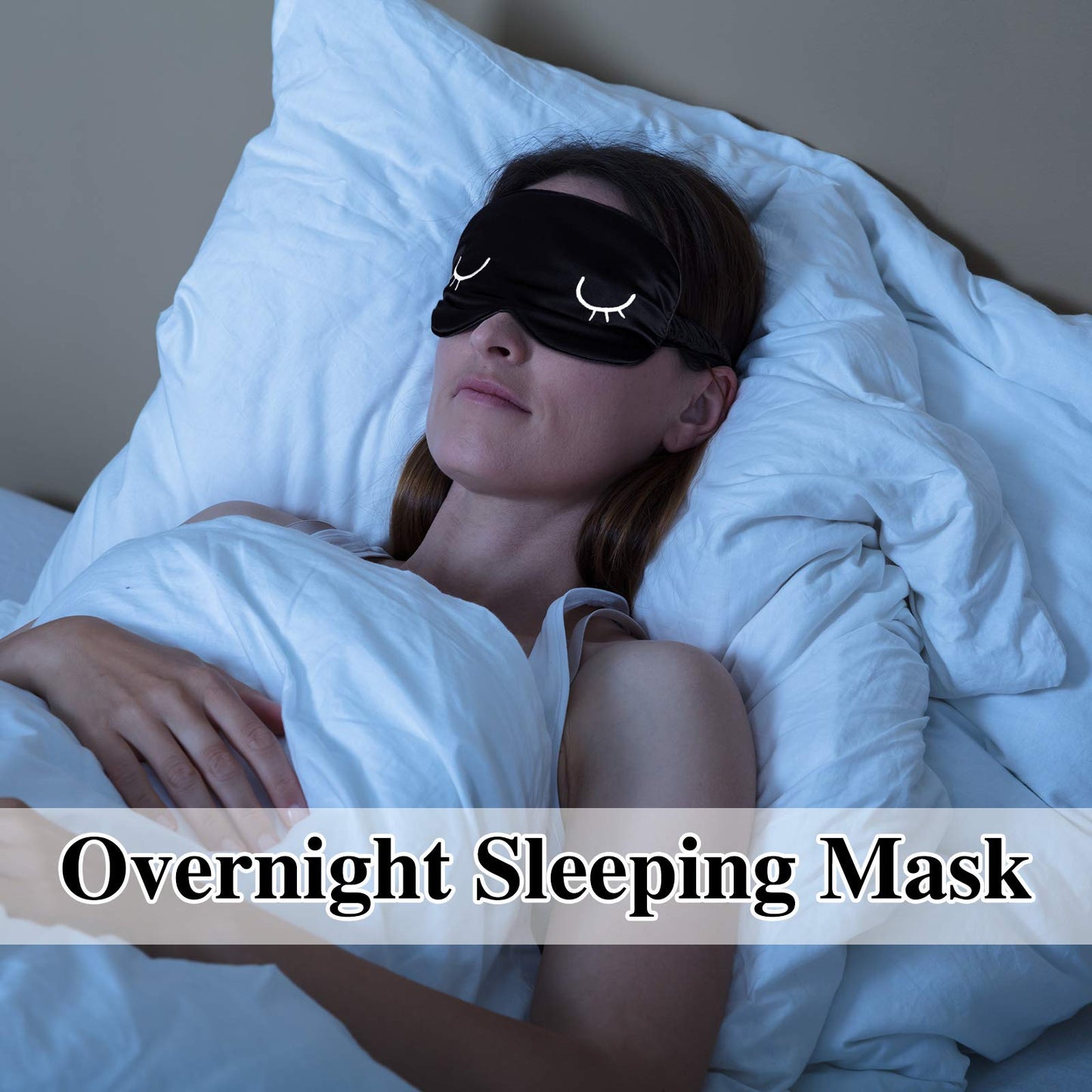 4 Pieces Sleep Eye Masks Silk Sleep Eye Cover Cute Lightweight Adjustable Eyeshade Masks Satin Night Eyeshade Covers for Women Men Travel Nap